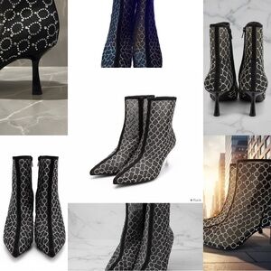 NEW International Concepts Darissa Ankle Bootie Black Rhinestone Spike Heels 6